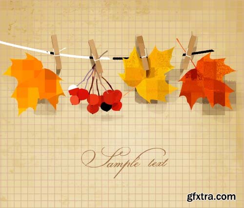 Retro autumn background 9x EPS