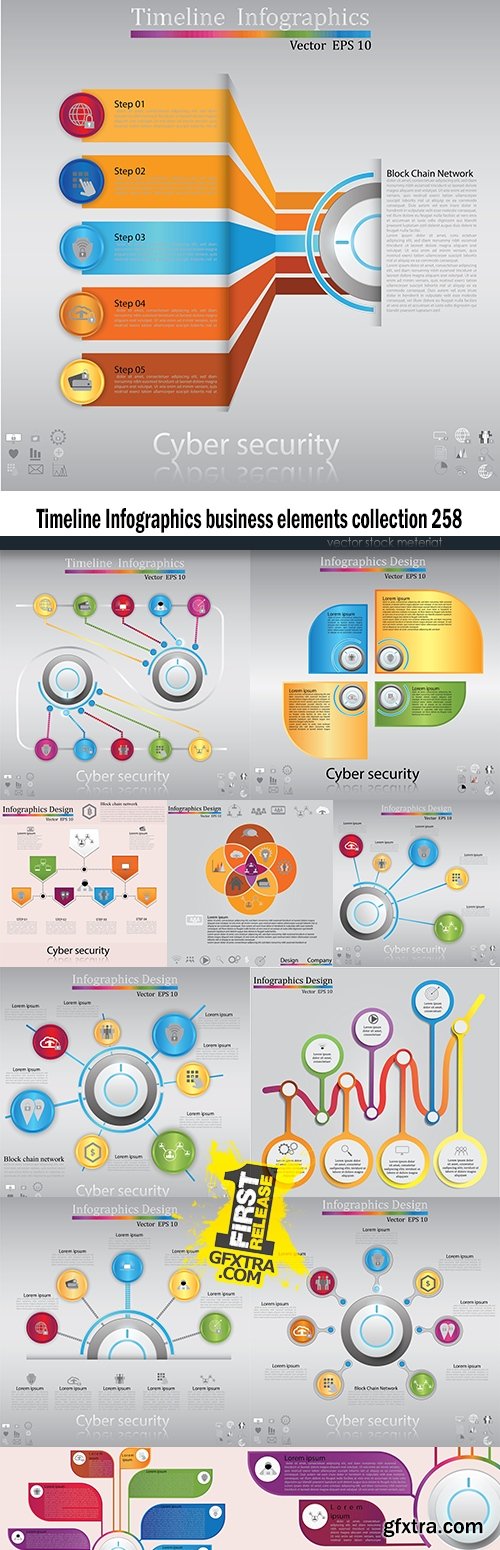 Timeline Infographics business elements collection 258