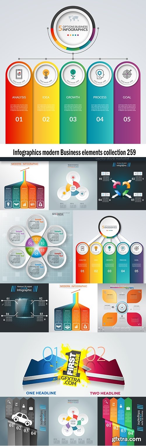 Infographics modern Business elements collection 259