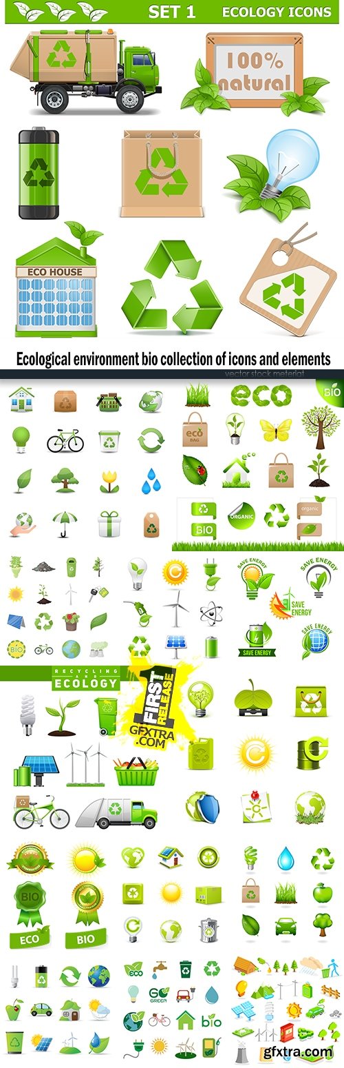 Ecological environment bio collection of icons and elements