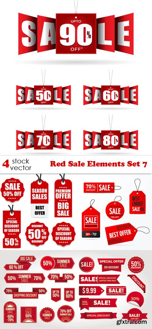 Vectors - Red Sale Elements Set 7