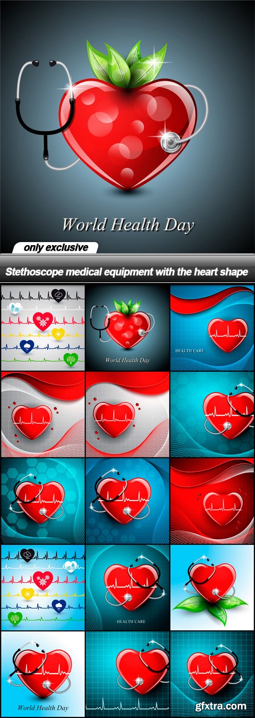 Stethoscope medical equipment with the heart shape - 15 EPS