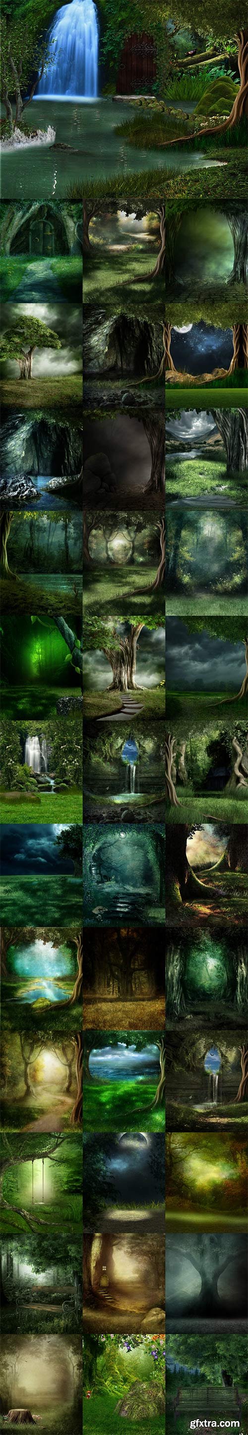 Mysterious forest fairy backgrounds