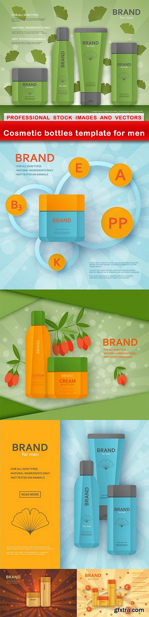 Cosmetic bottles template for men - 6 EPS