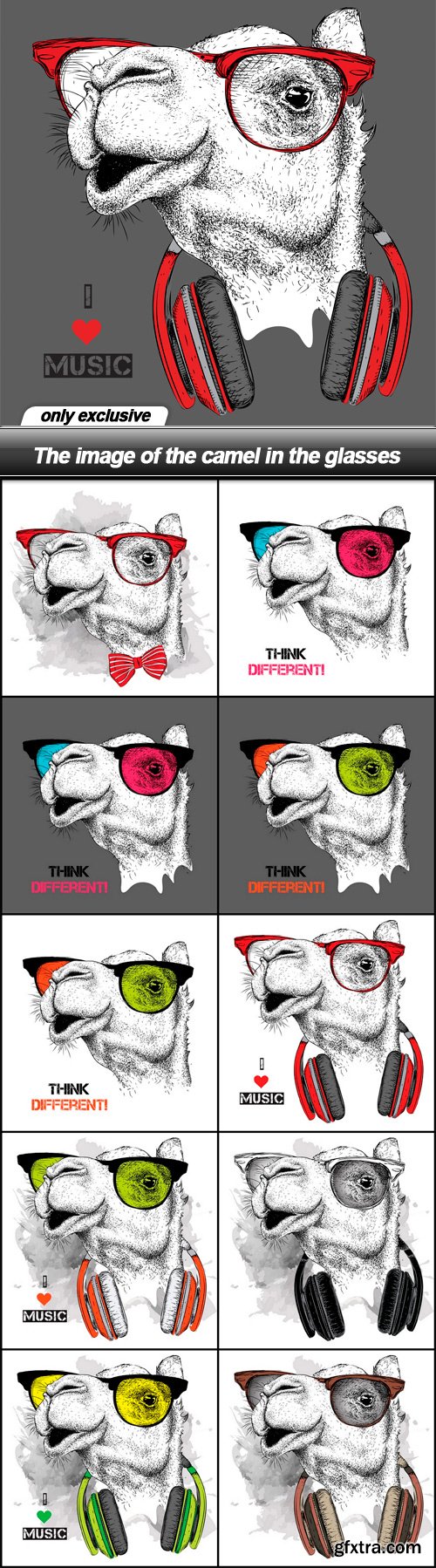 The image of the camel in the glasses - 11 EPS