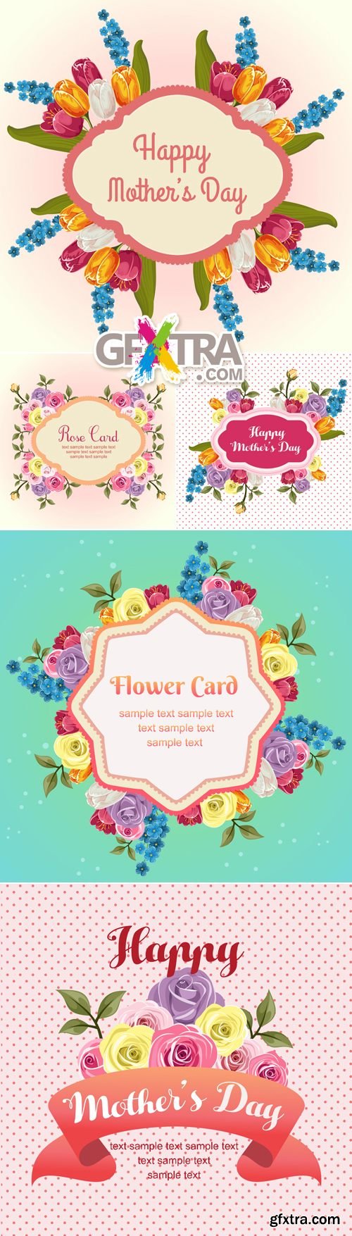 Mother's Day Postcards Vector 2