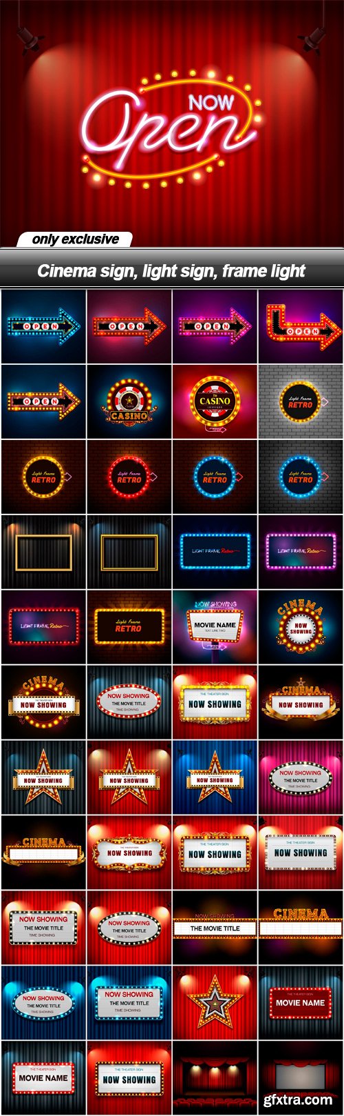 Cinema sign, light sign, frame light - 45 EPS