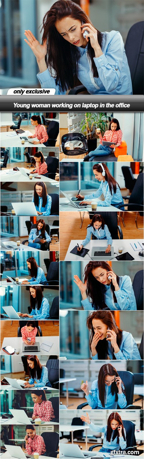 Young woman working on laptop in the office - 17 UHQ JPEG