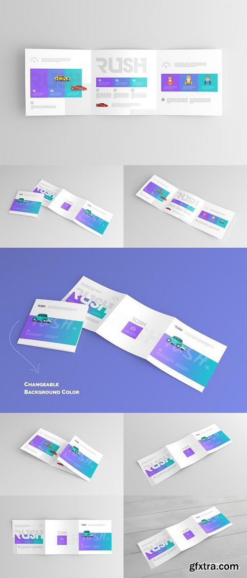 CM - Square Trifold Brochure Mock-Ups 1184927