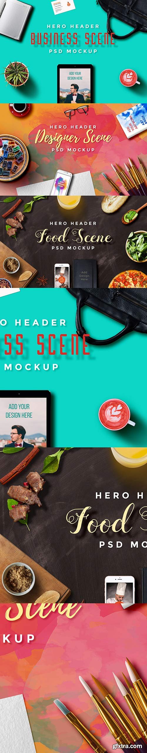 Hero Header Scene Mockup PSD Templates