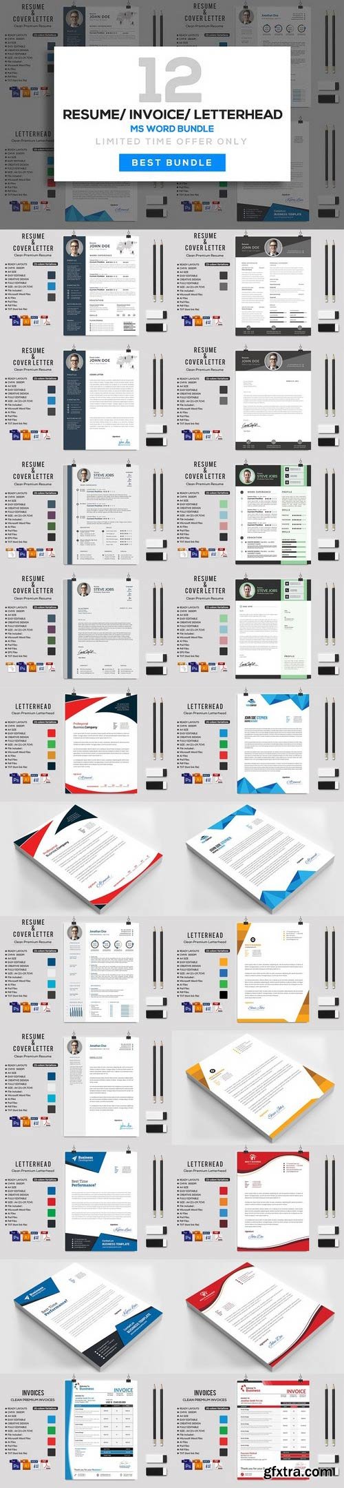 CM - 12 Resume/Letterhead/Invoice Bundle 1072699