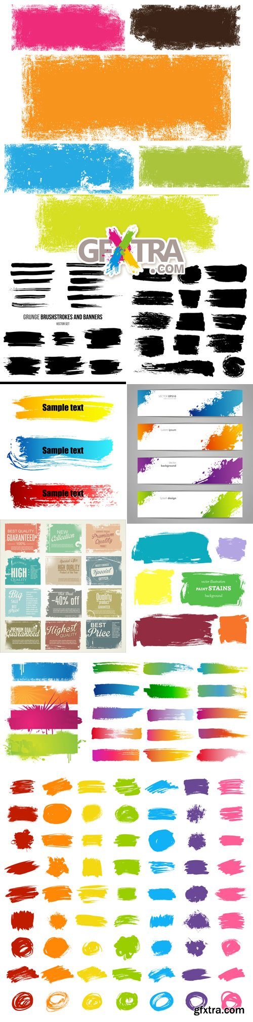 Grunge & Watercolor Banners Vector