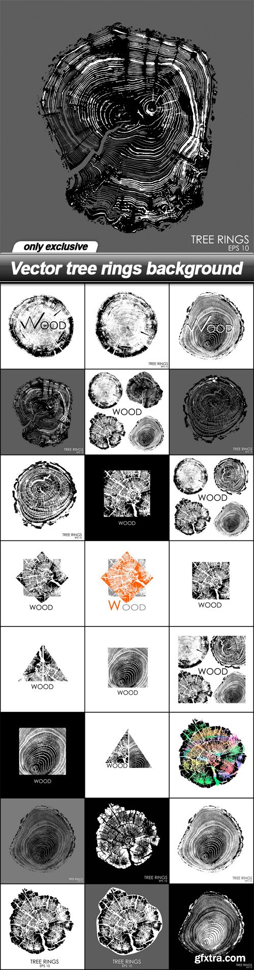 Vector tree rings background - 24 EPS