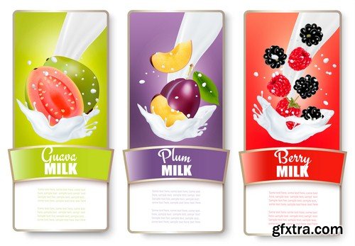 Set of labels with fruit - 6 EPS