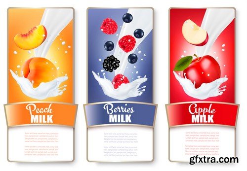 Set of labels with fruit - 6 EPS