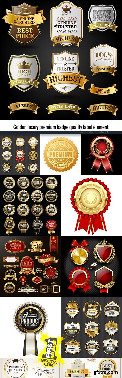 Golden luxury premium badge quality label element 1