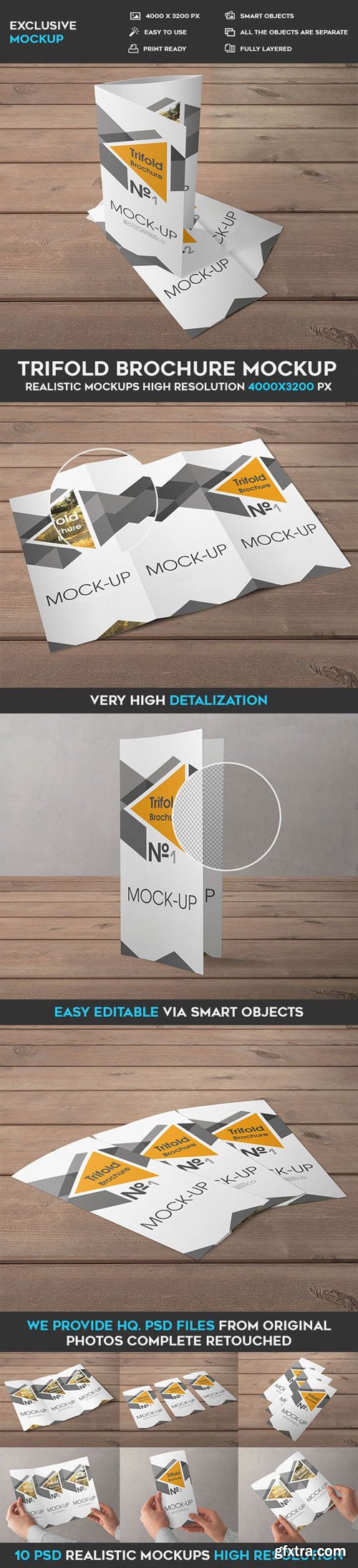 Trifold Brochure - 10 PSD Mockups