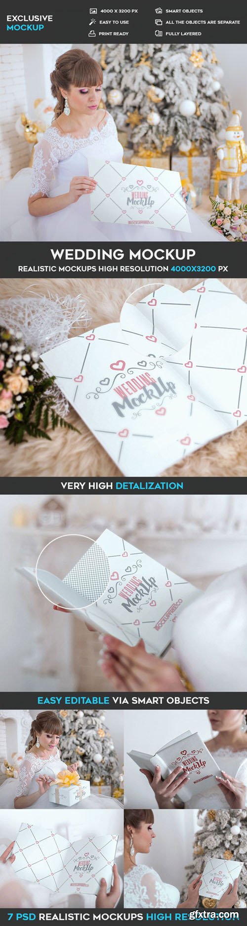 Wedding Invitation, Poster and Book - 7 PSD Mockups