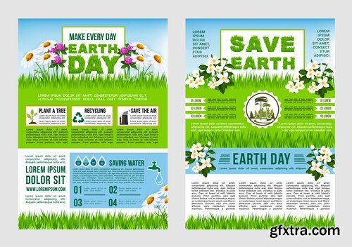 Collection earth ecology day holiday flyer banner cleanliness icon sticker 25 EPS