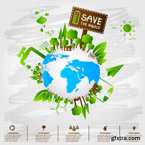 Collection earth ecology day holiday flyer banner cleanliness icon sticker 25 EPS
