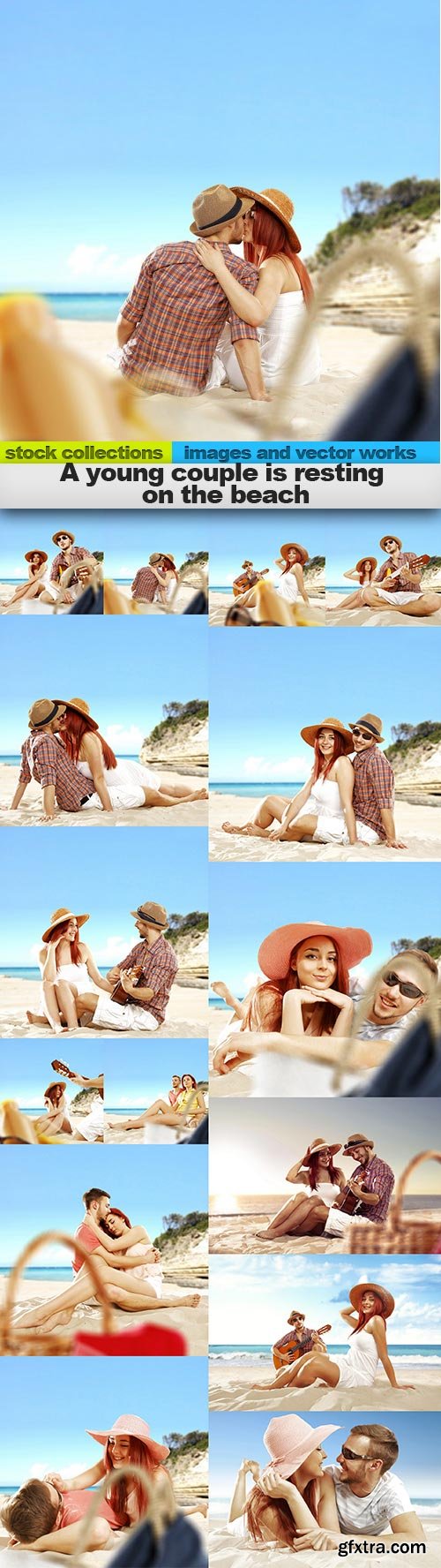 A young couple is resting on the beach, 15 x UHQ JPEG