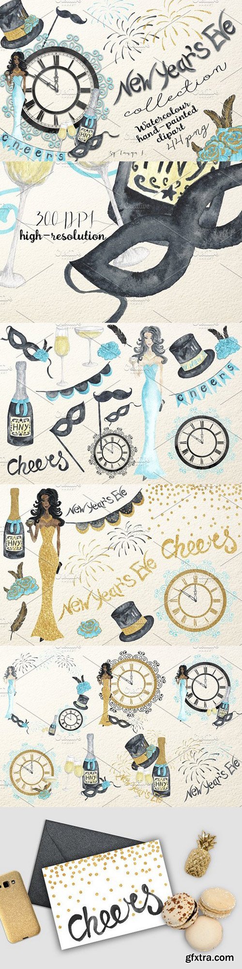 CM - New Year`s Eve Watercolor Collection 1006324