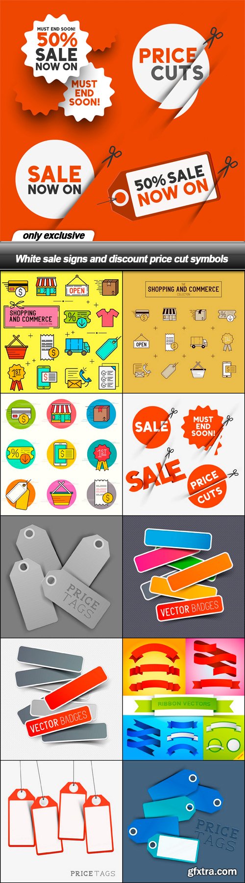 White sale signs and discount price cut symbols - 11 EPS