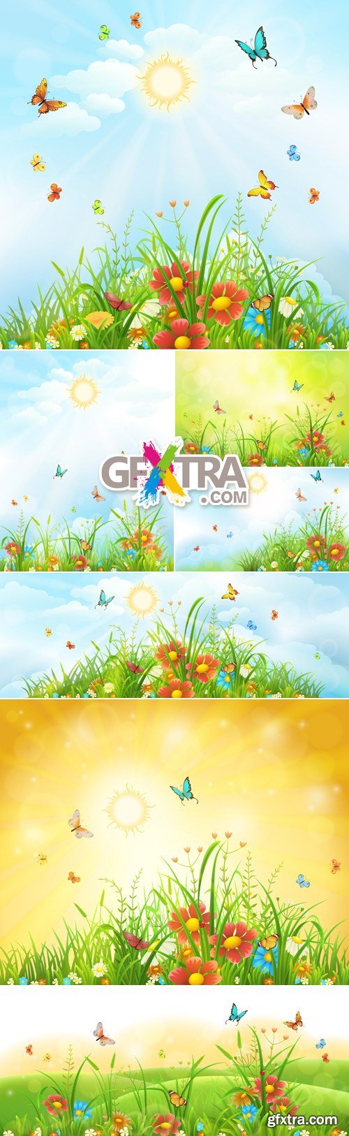 Summer Meadow Backgrounds Vector