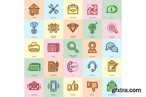 Flat Line Icons 3