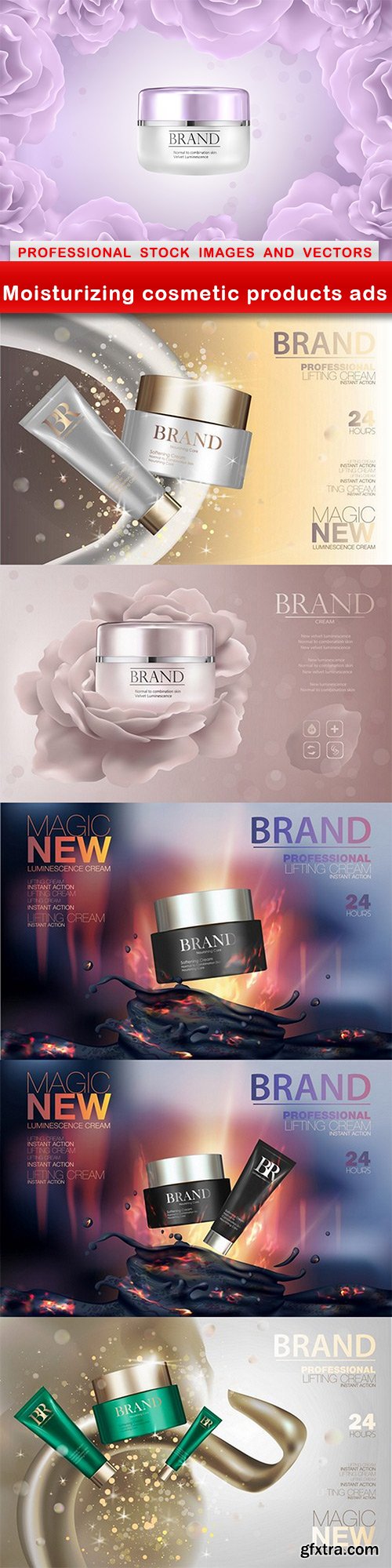 Moisturizing cosmetic products ads - 6 EPS