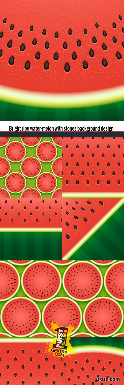 Bright ripe water-melon with stones background design