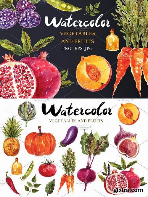 CM - Watercolor vegetables & fruits 678986