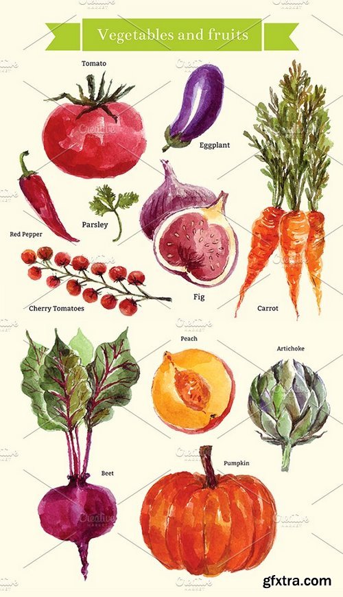 CM - Watercolor vegetables & fruits 678986