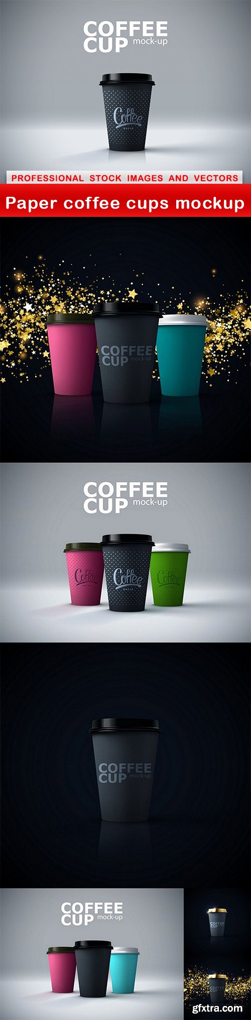 Paper coffee cups mockup - 7 EPS