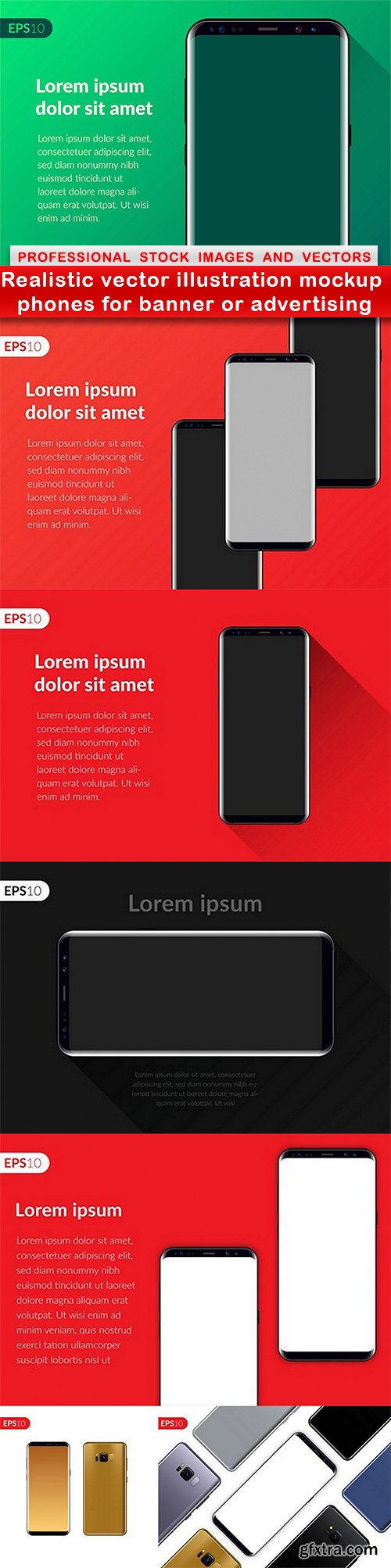 Realistic vector illustration mockup phones for banner or advertising - 7 EPS