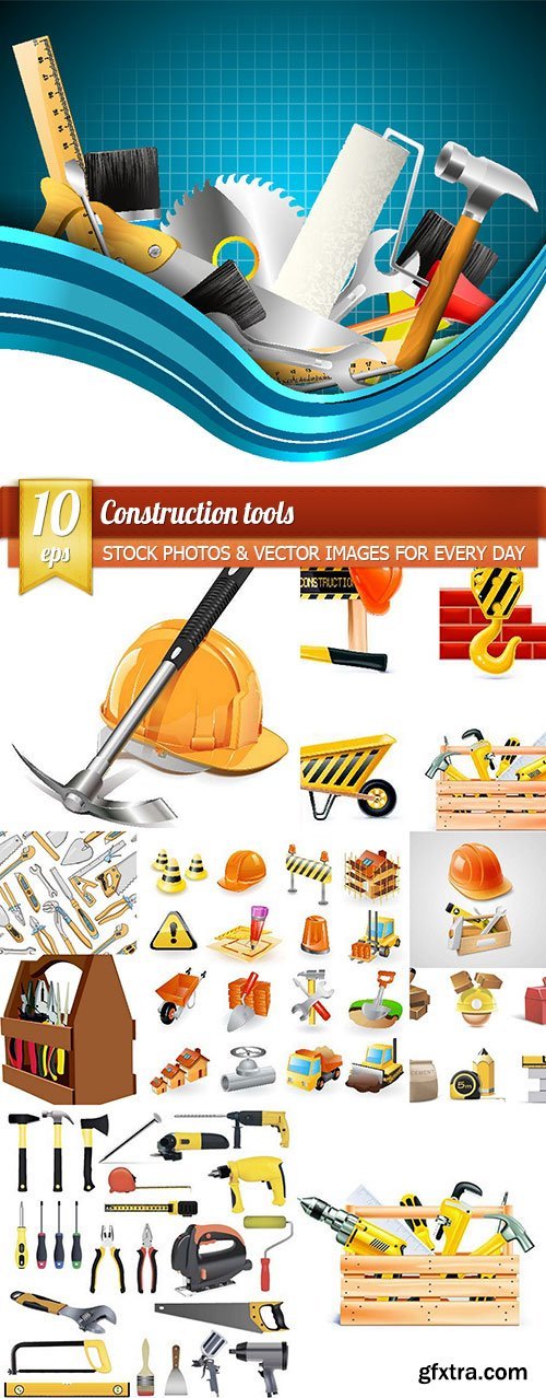 Construction tools, 10 x EPS