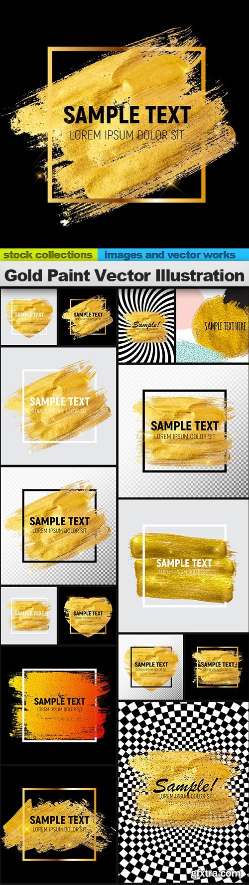 Gold Paint Vector Illustration, 15 x EPS