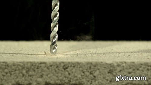 Slow motion drilling into concrete