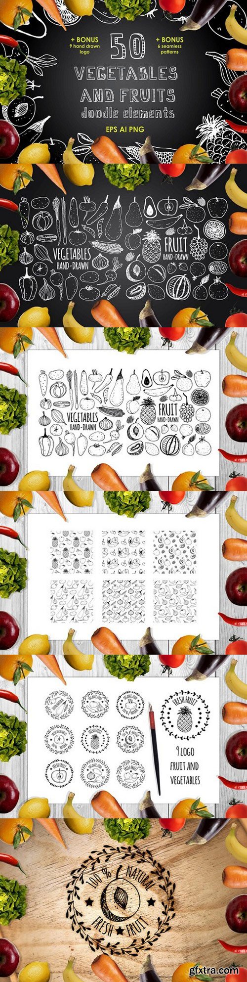 CM - 50 vegetables and fruits elements 1353582