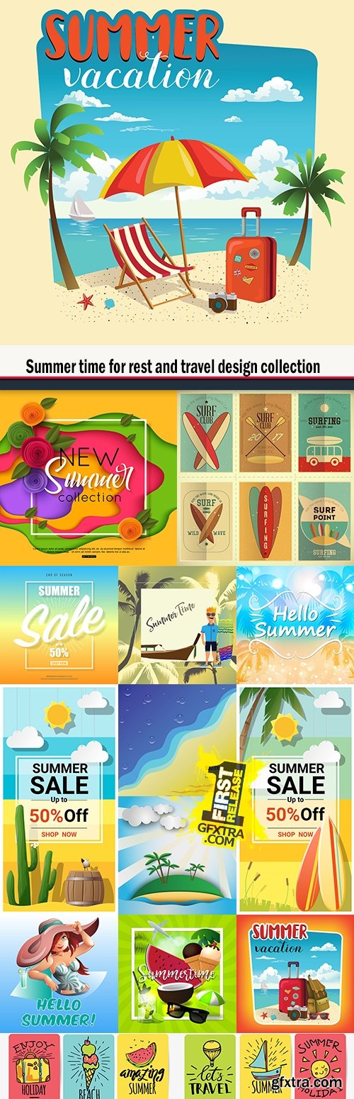 Summer time for rest and travel design collection