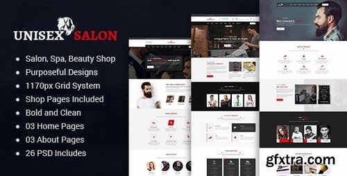 ThemeForest - Unisex Barber Shop, Hair, Spa and Beauty Salon PSD Template 19720257