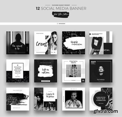 Black &amp; White Social Media Designs