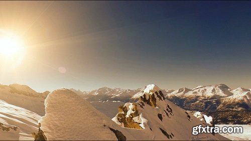 Winter landscape snow mountains aerial view fly over