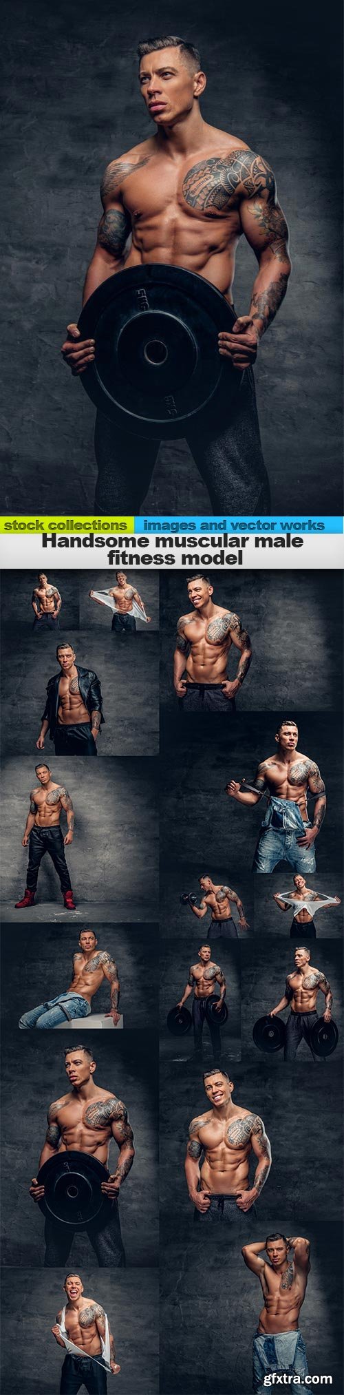 Handsome muscular male fitness model, 15 x UHQ JPEG