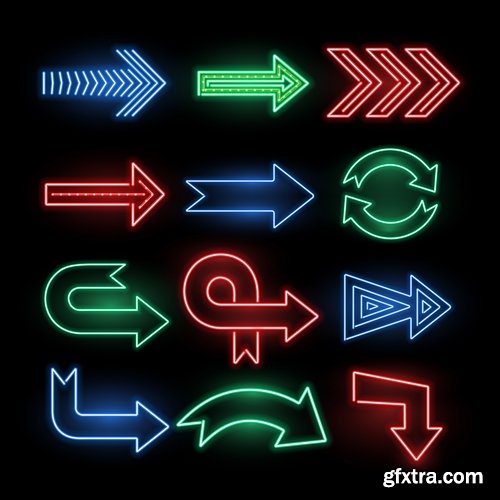 Collection neon signboard bar restaurant store advertising signpost 2-24 EPS