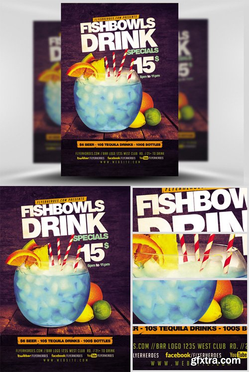 Fish Bowl and Drink Flyer Template