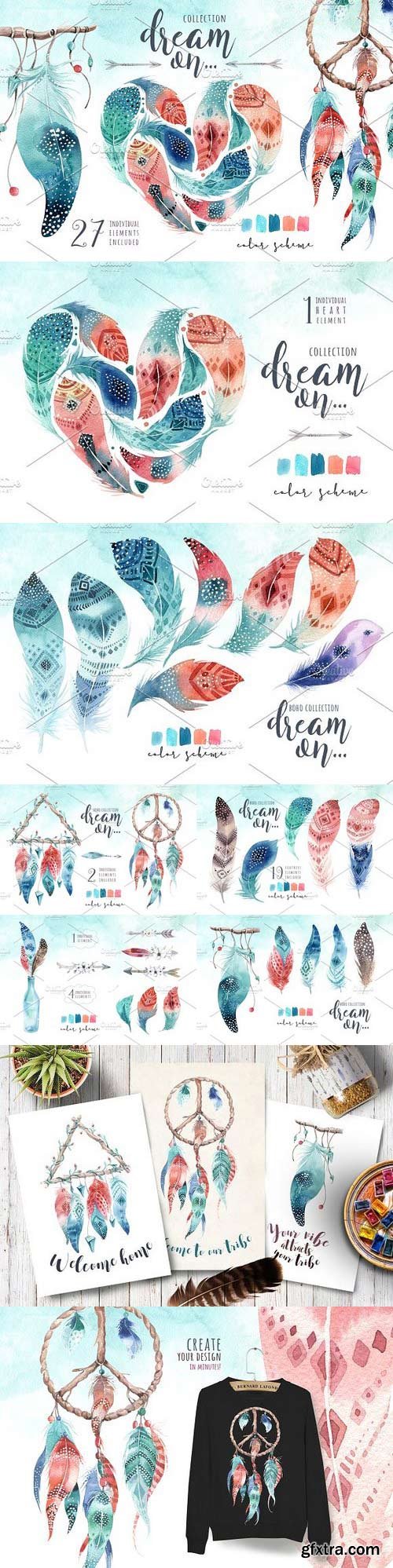 CM - Watercolor feathers III 1183859