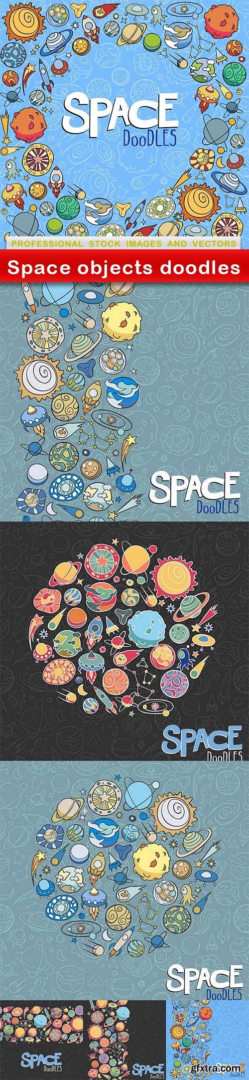 Space objects doodles - 7 EPS