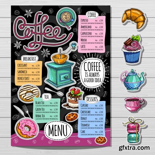 Coffee shop menu - 6 EPS