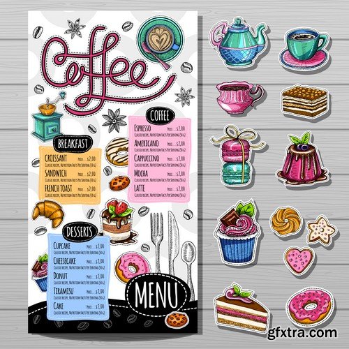 Coffee shop menu - 6 EPS